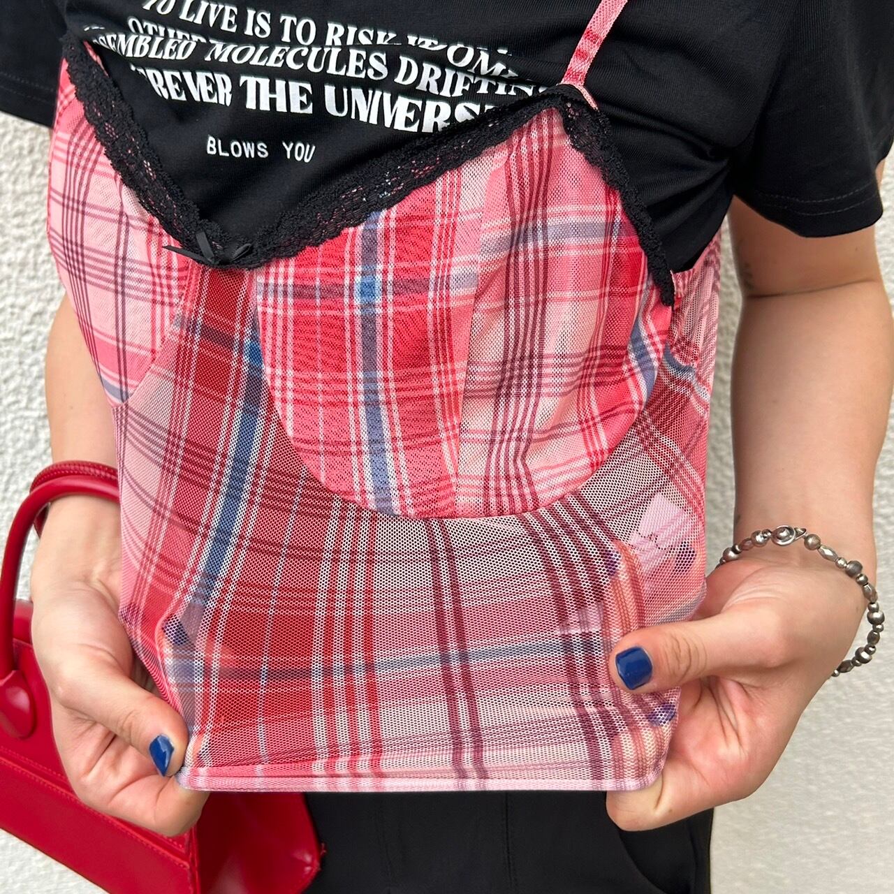 チェック柄シアーレースキャミ_LN03017 | lanan(ラナン)