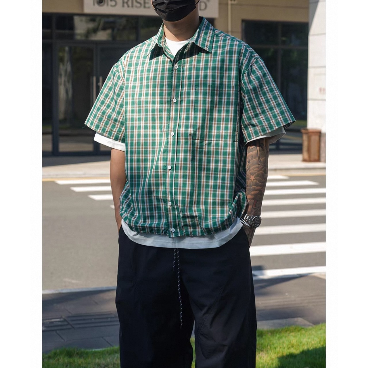 Stripe open collar camp shirt 1455 - 11