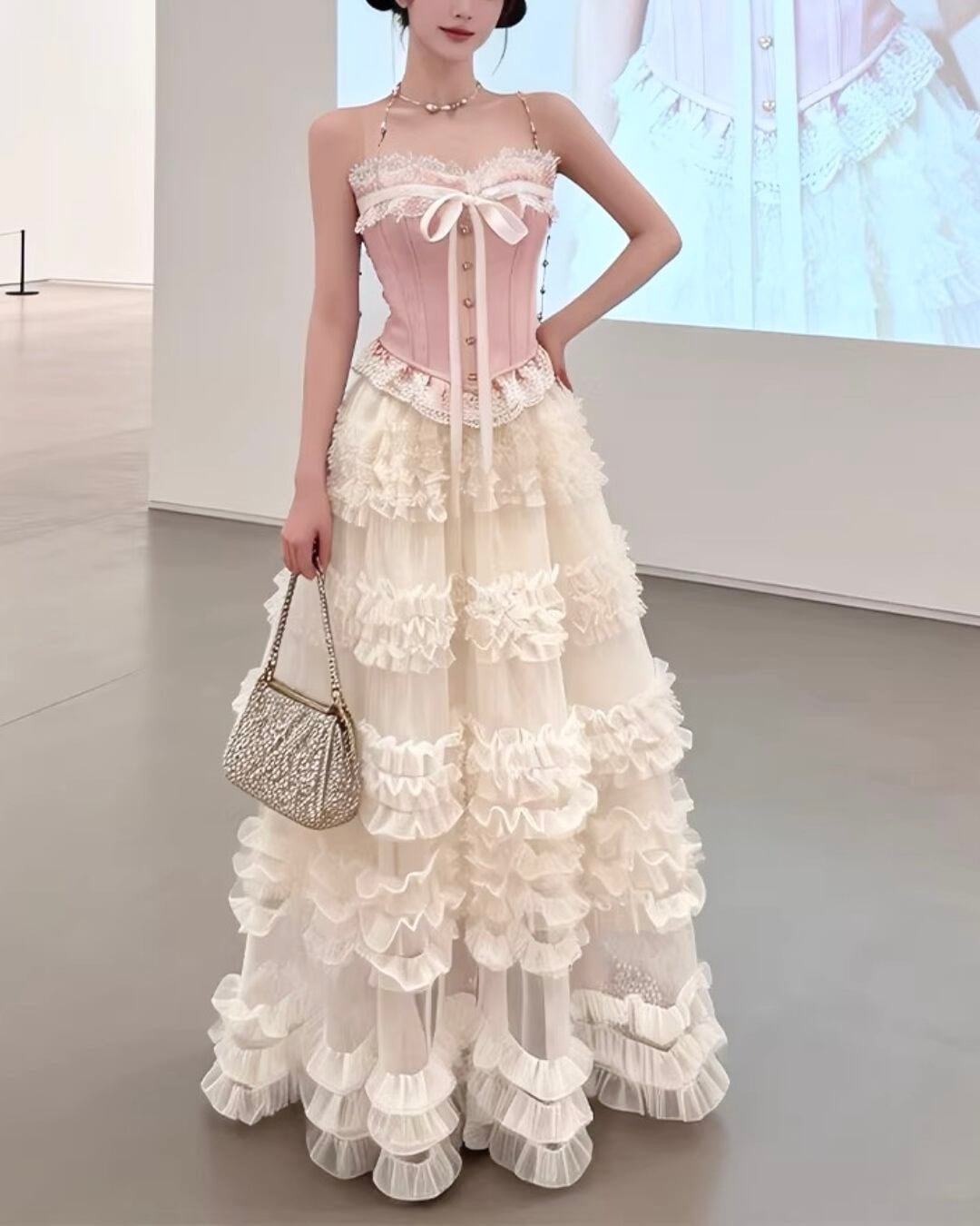 コルセットピンクトップス&ホイップケーキスカートセット 2508608