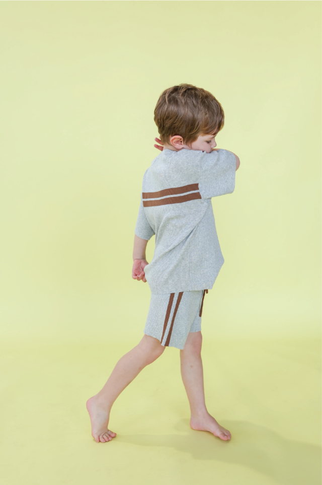 《即納》LAST1 GROWN/ Organic Twin Striped Ribbed Knit Tee -