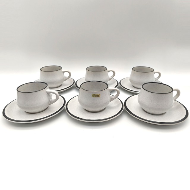 Noritake(ノリタケ)・フォークストーン・ストーンウェア・コーヒーカップ・ソーサー・6客セット・No.260718-33・梱包サイズ80