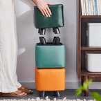 スツール ロータイプ 高さ24cm ５色展開  オレンジ グレー ライトグリーン ソファスツール フェイクレザー 正方形 四角 椅子 スクエア ファッションソファスツール コーヒーテーブル ホーム 小さなスツール ロースツール