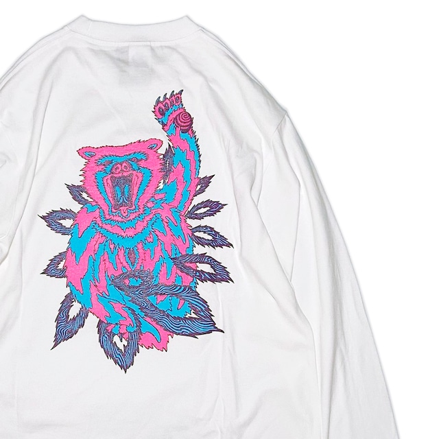 神眼芸術×FLYOVER『Booooooooo』Long sleeve T-shirt (White)