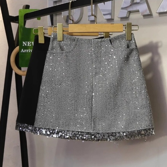 Sequin hem mini skirt　B558