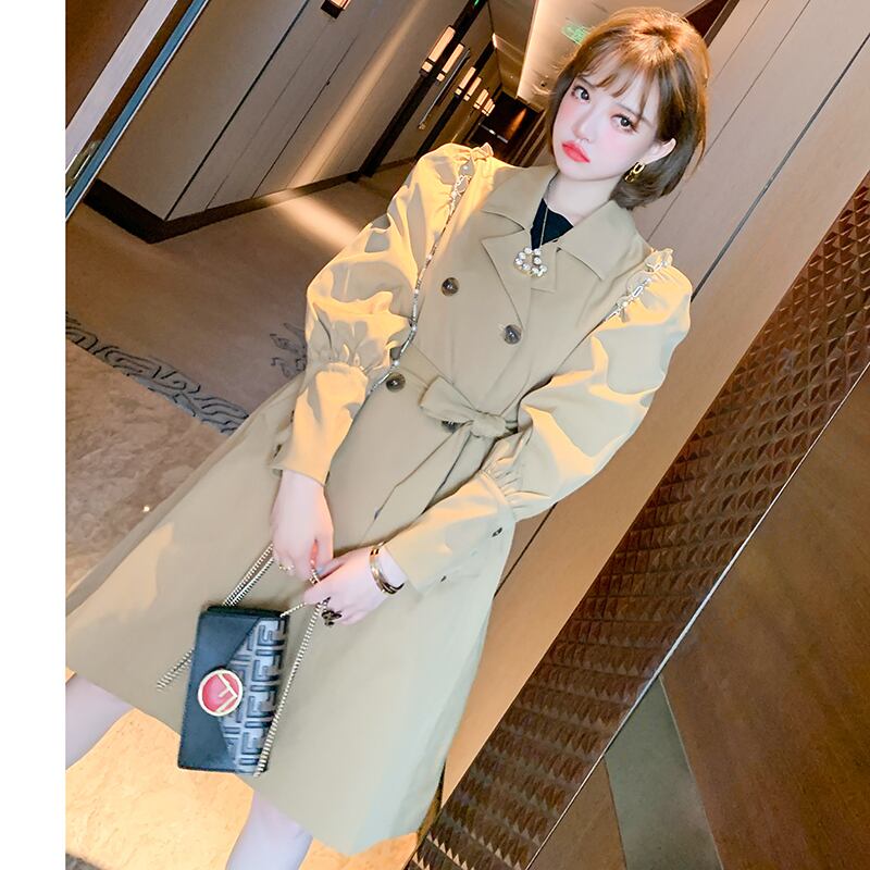 ダブルブレストスリーブウェスト薄手ジャケット ランタンスリーブ MIUCO9057535442