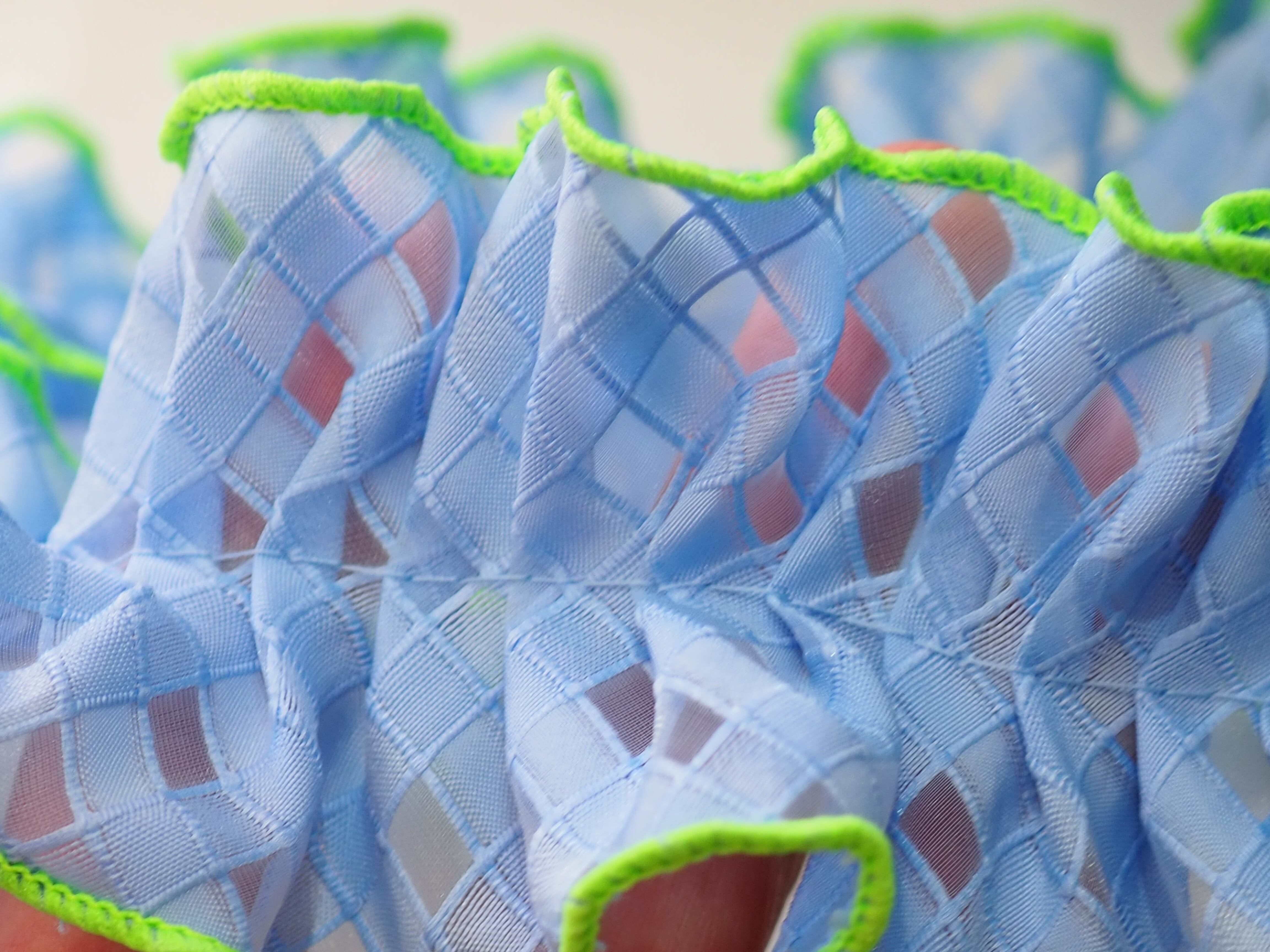 フリフリ♡チェック縁取りバイカラーレースフリルリボン 幅6cm 長さ