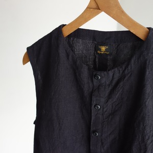 classic linen artisanal vest / charcoal x black