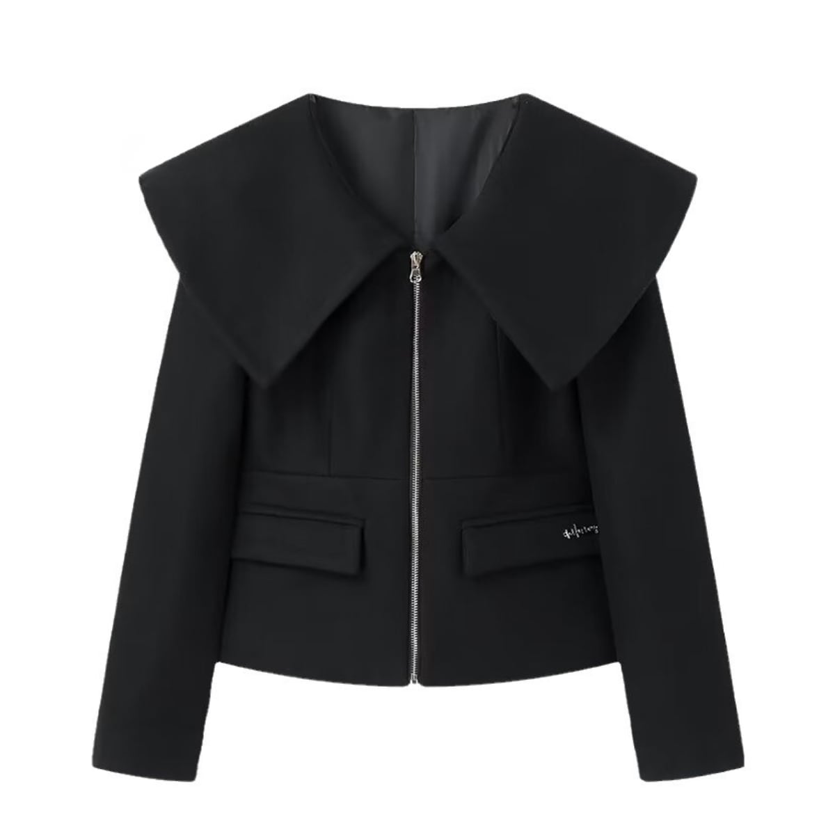 Wide Collar Zip-Up Short Jacket ch0114