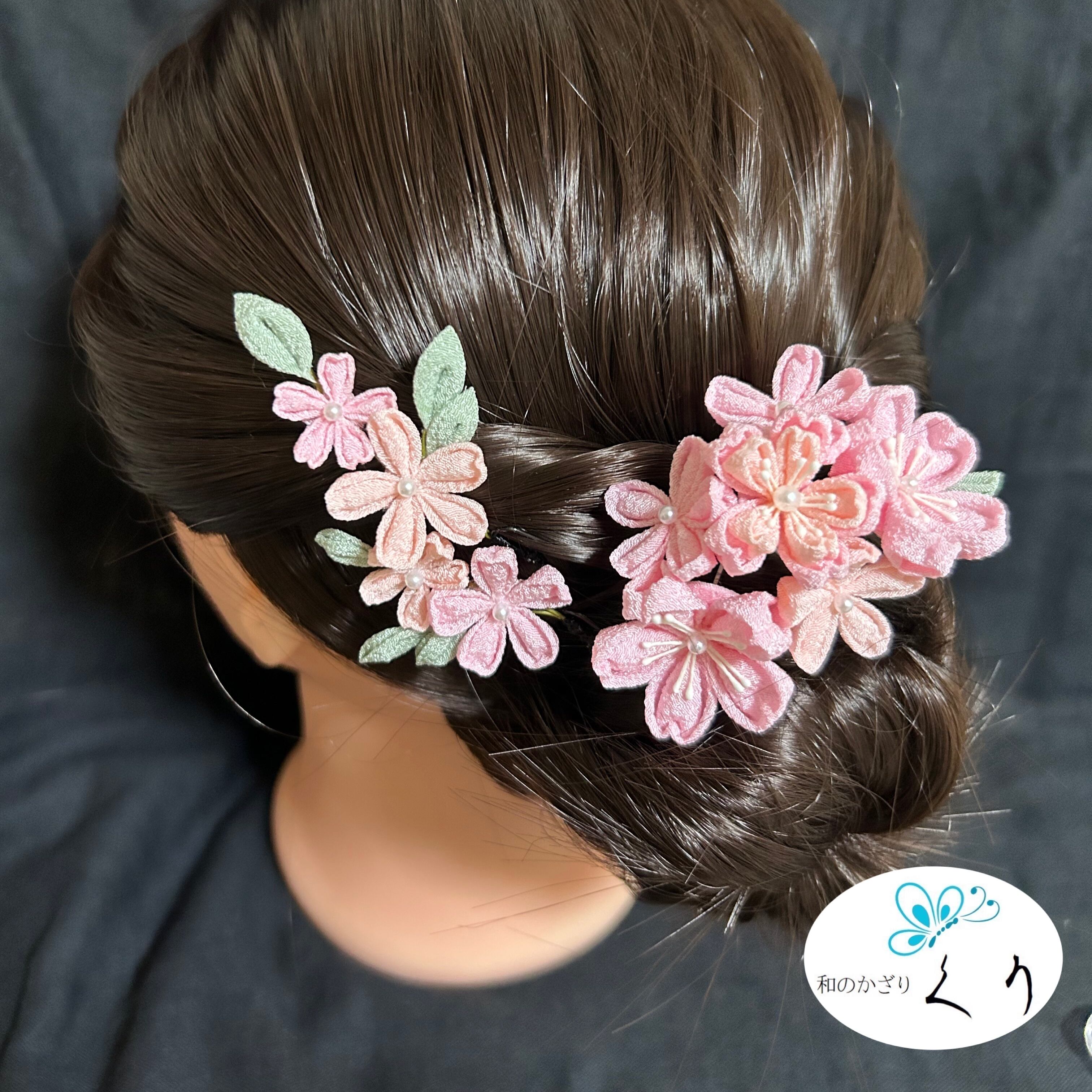 【たべっ子どうぶつ】つまみ細工　髪飾り　桜 つまみ細工 髪飾り 桜 | くり