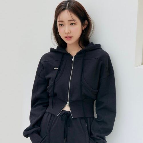 CITY BREEZE] Double Zipper Hood Zip-Up_NAVY 正規品 韓国ブランド