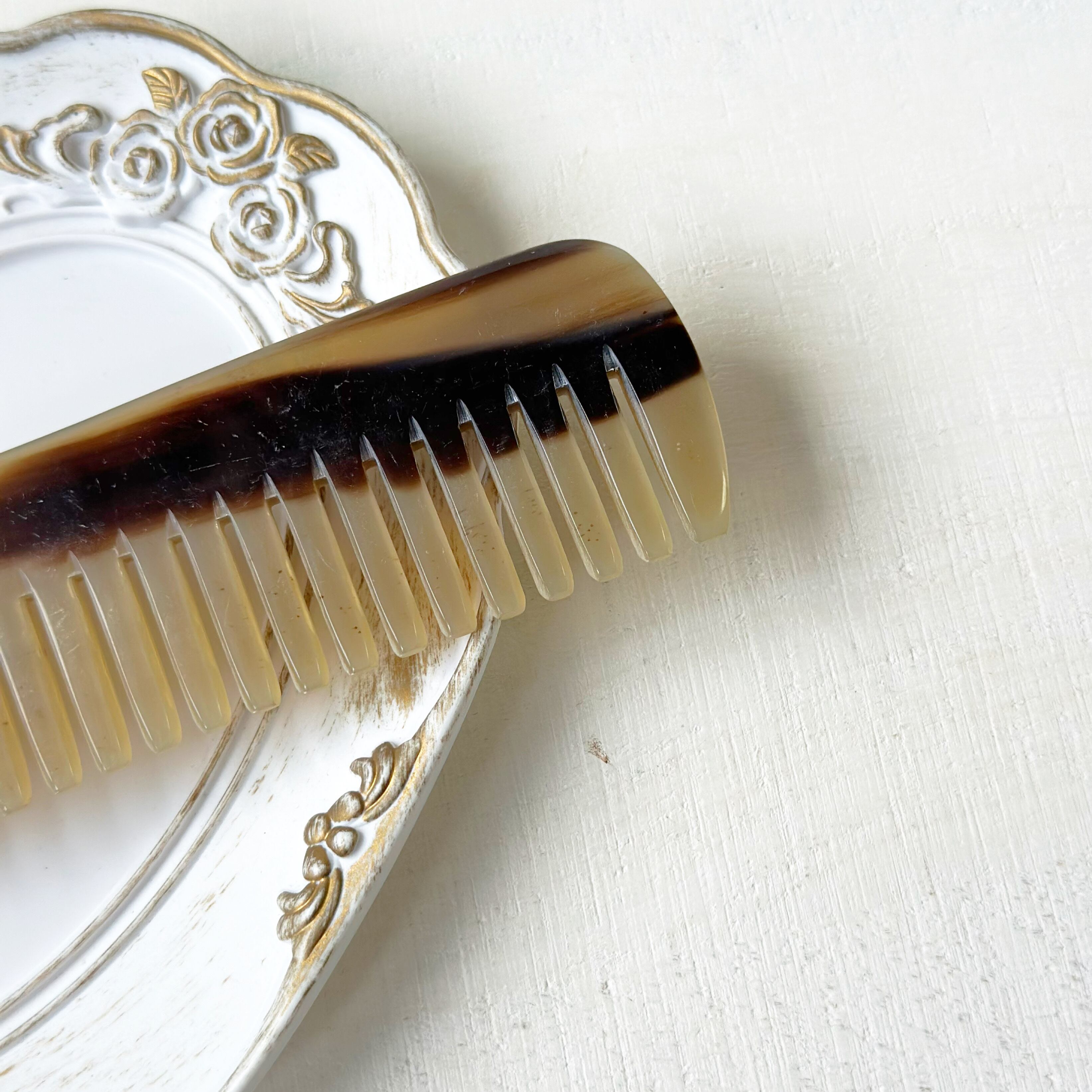 理容 櫛 マルヤ 櫛 鼈甲 くし 特注 誂え（新品 マル智 中荒 鼈甲 櫛 べ  