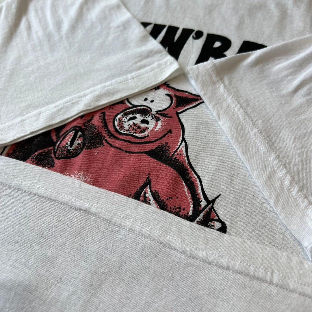 ジョークT ビンテージ Tシャツ 90s エロ tシャツ 半袖 白 L 豚 ブタ