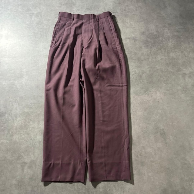 ヴィンテージ パープル ワイド 2タック レトロ デザイン スラックス