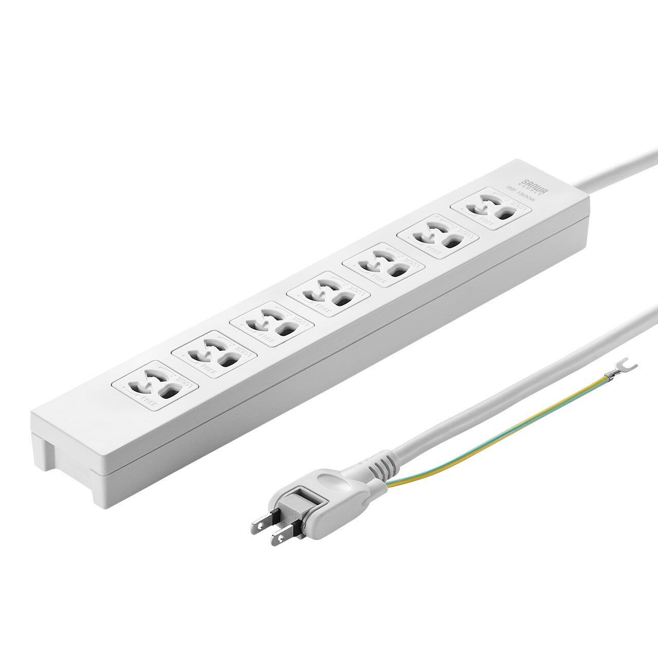 【数量限り】サンワサプライ(Sanwa Supply) 電源タップ 7個口(3P抜け止め) 3m 雷ガード 背面マグネット ネームタグ コンセントキャップ付き TAP-F37-3SR