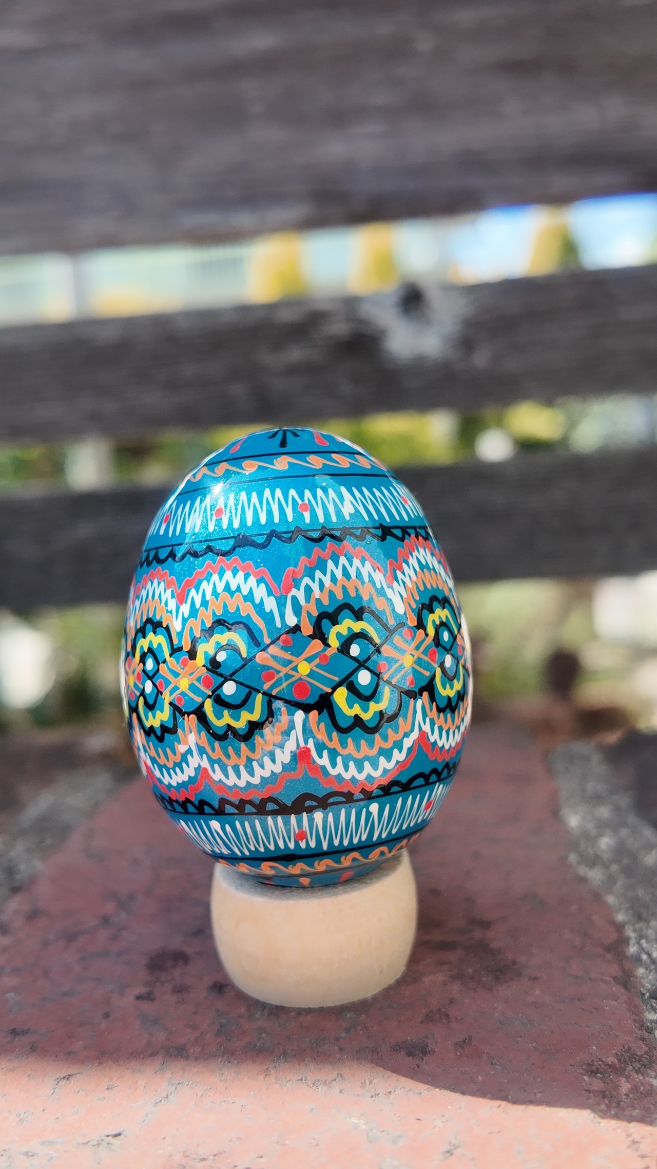 装飾用木製プィサンカ（イースターエッグ）with stand　コロミヤモデル - 2