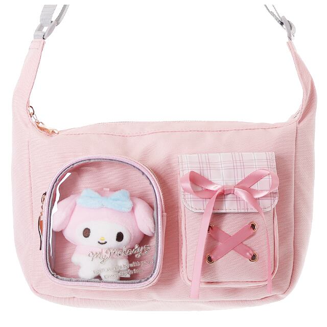 B/O品】【253336】サンリオポリチェック2ポケットぬい付ラウンド