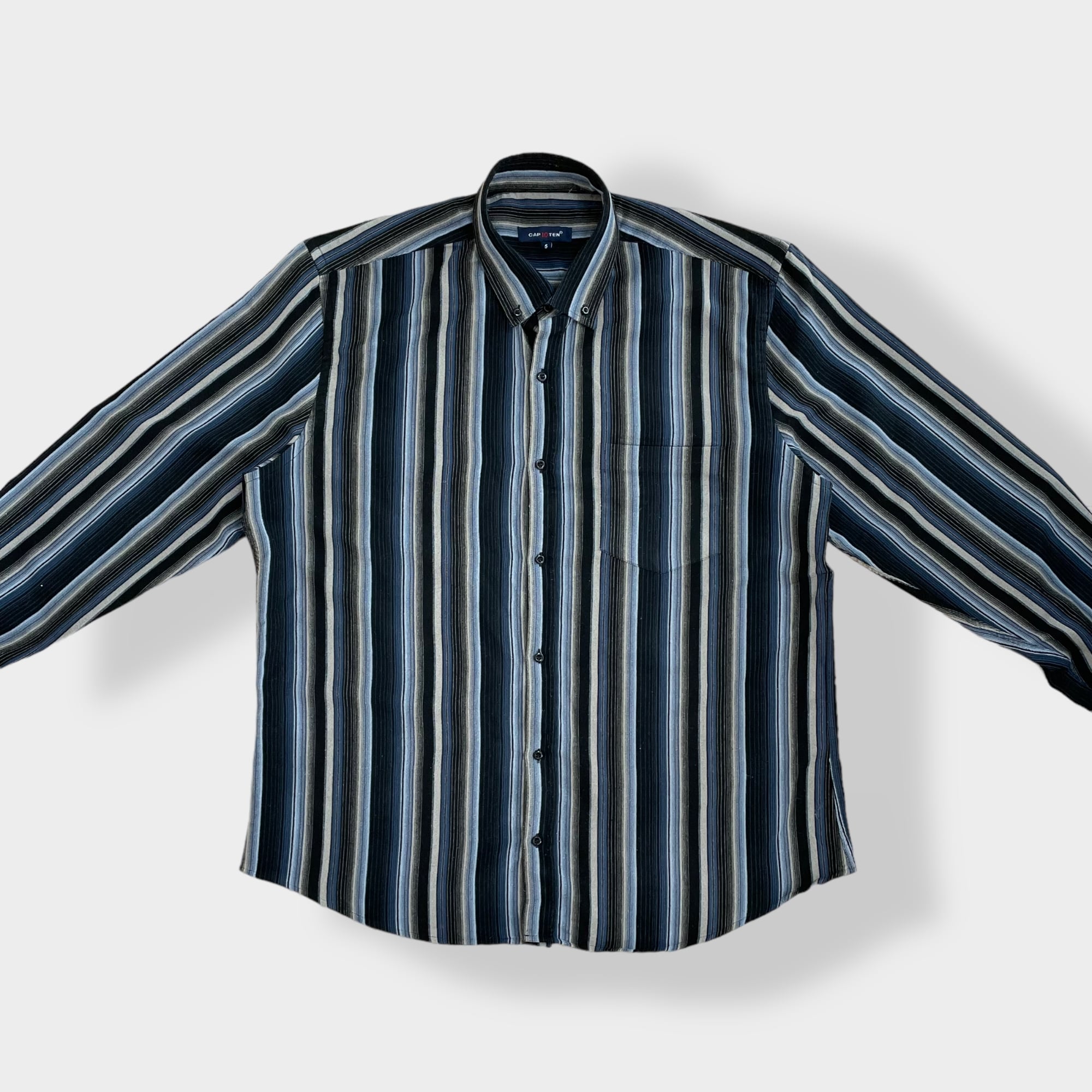 CAPTEN】ストライプシャツ マルチカラー マルチストライプ 長袖シャツ