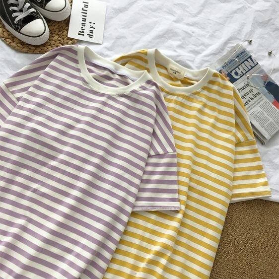 全4色 Tシャツ ボーダー バイカラー ラウンドネック ゆったり