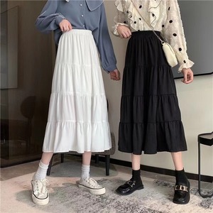 ミモレ丈　ウエストゴムティアードスカート　AJ11394-A003