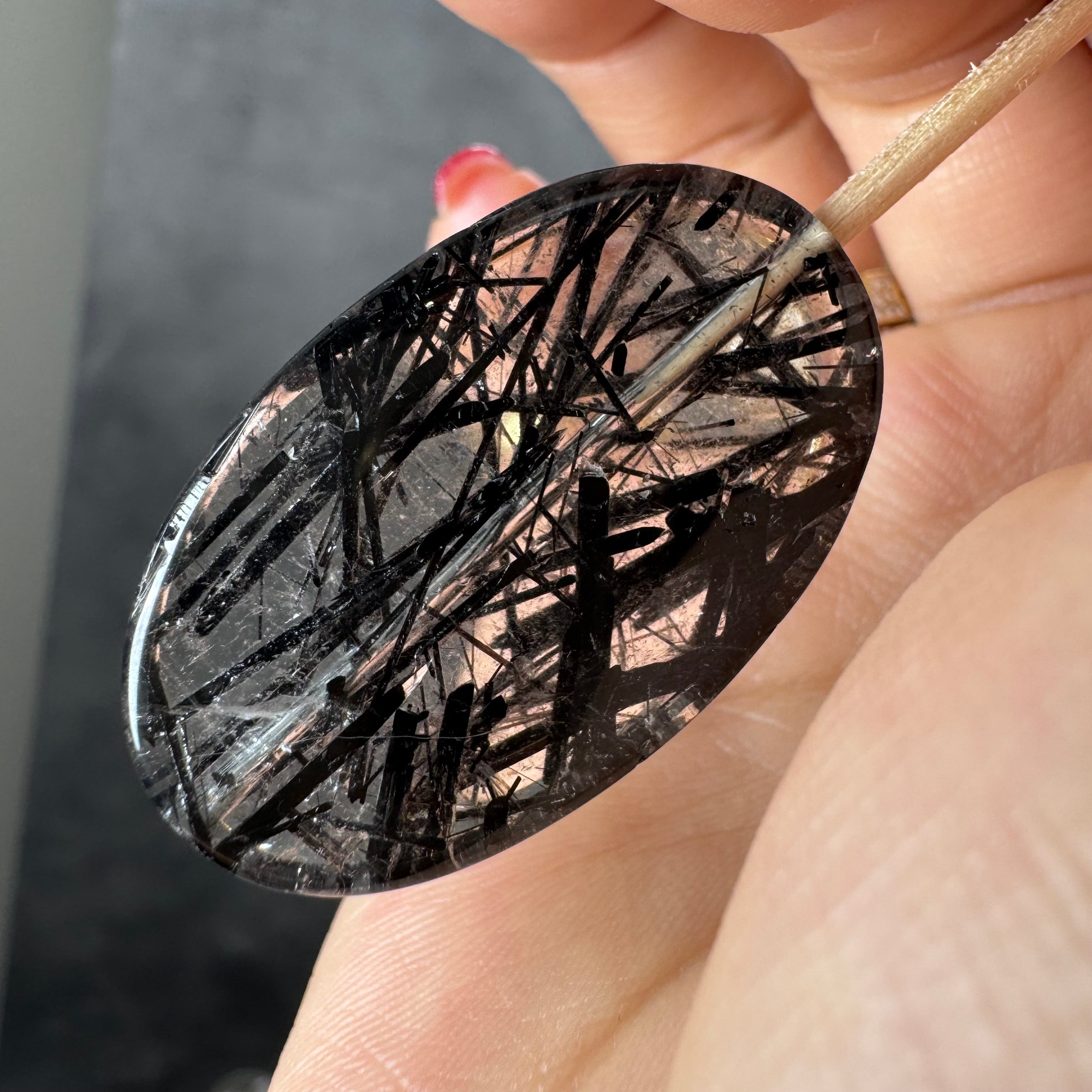 no.4 ブラックトルマリンインクォーツ 約37.1x22.8x6.6mm | Sumihana