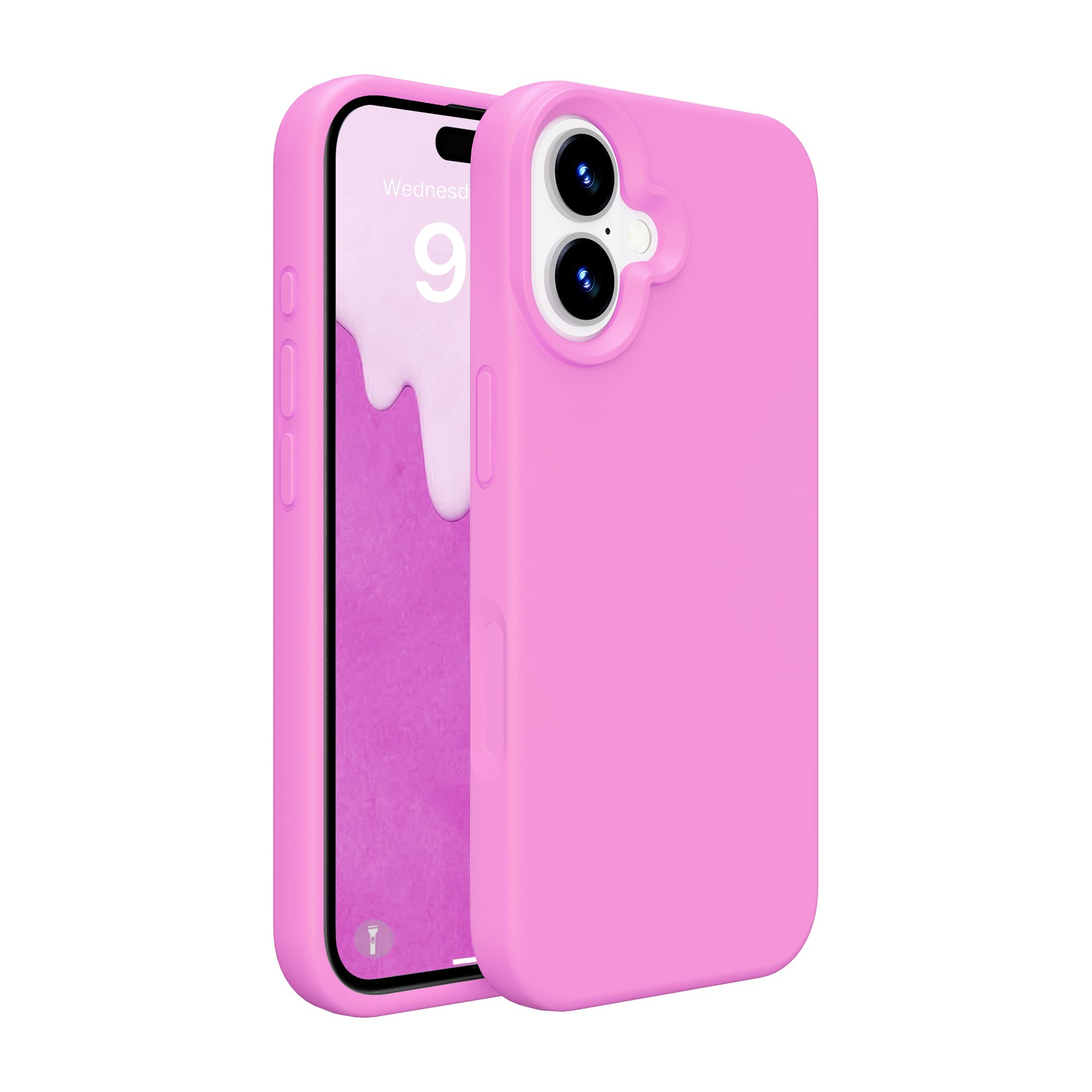 PinLiSheng 対応 iPhone 17 シリコンケース 6.3 インチ 梅ピンク