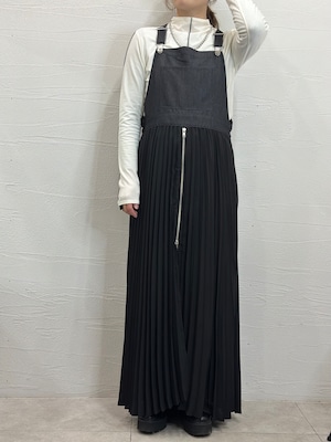 【MICALLE MICALLE】デニム切り替えジャンバースカート