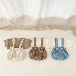 【夏作】ノーカラーサロペットロンパース　全3色