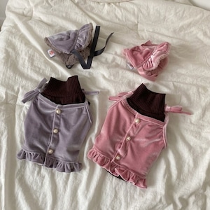 即納販売　 Velvet bustier  ベルベットビスチェ（伸縮あり）韓国犬服［Cozyrosyday］　　