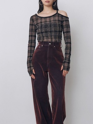 Check Sheer Top / BROWN