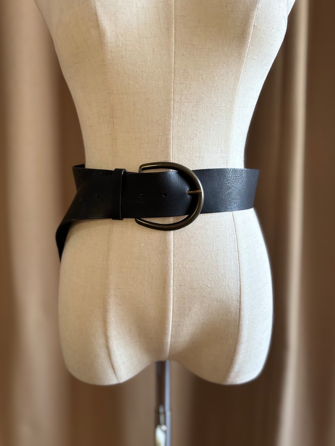 smooth leather antique gold buckle belt-5223-4