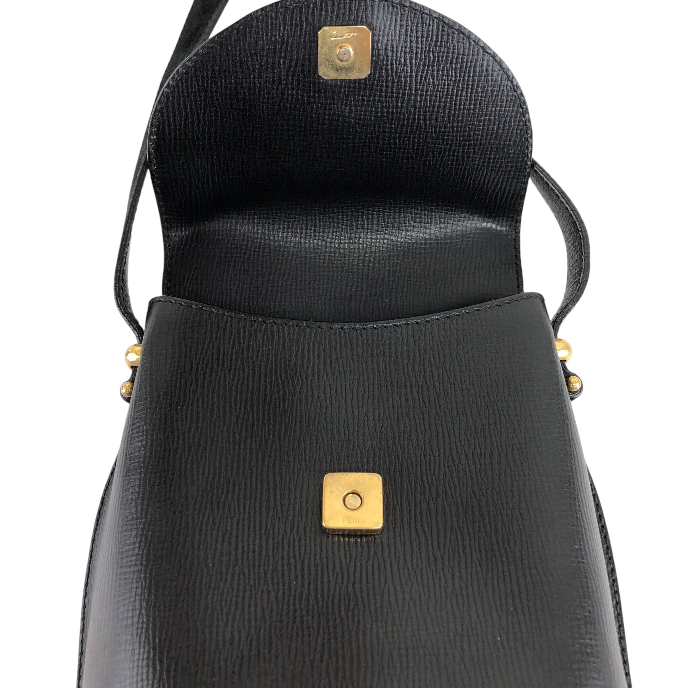 FENDI フェンディ ショルダーバッグ ブラック レザー スエード FENDI フェンディ ショルダーバッグ ブラック レザー スエード