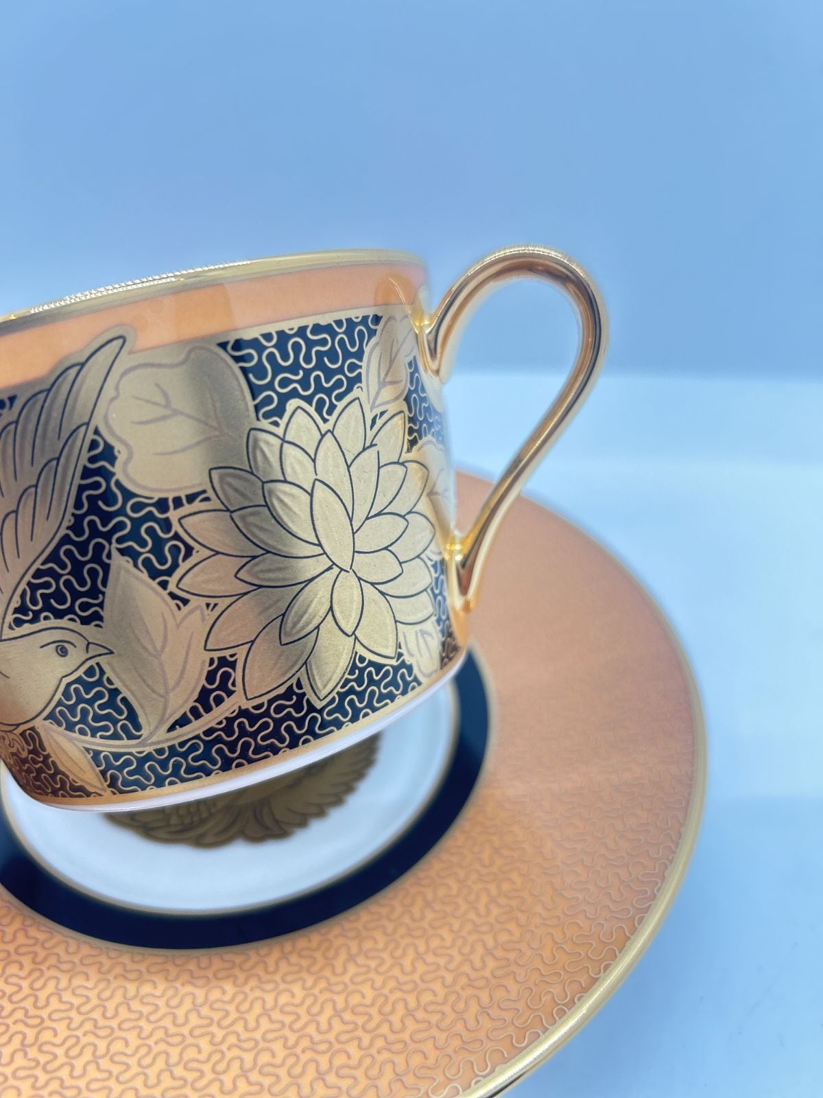 ノリタケ】 オマージュコレクション カプチーノカップ＆ソーサー 橙絵