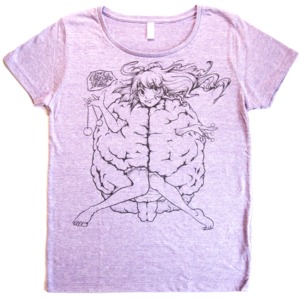 [ BRAIN-GIRL ] Women's TS／Vintage PURPLE【蘭わかばのハンドプリントT-Shirts】