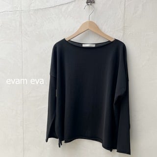 evam eva(エヴァムエヴァ)コットン ニット プルオーバー ブラック