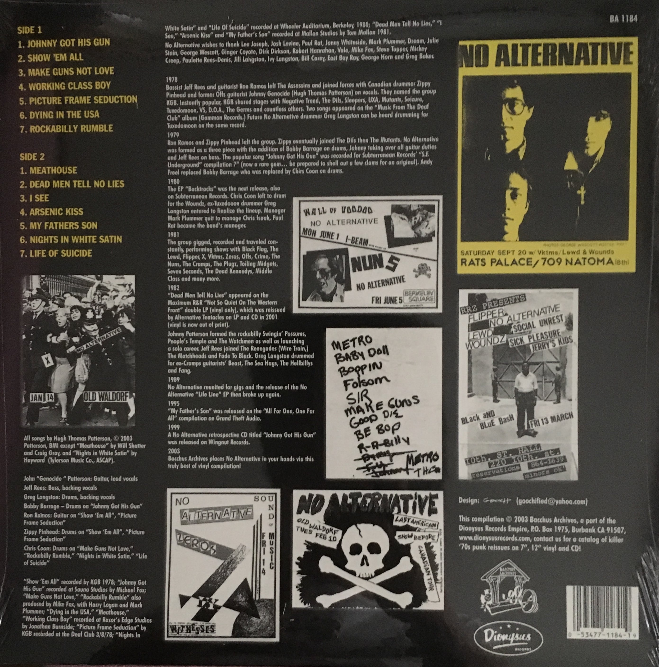 No Alternative ‎– Nights In '78-'82 LP Target Earth Records shop