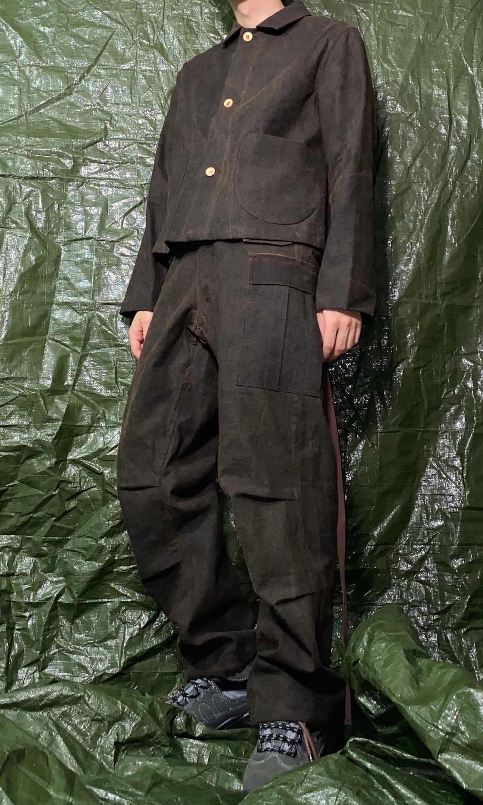 beaugan mud dyed cargo trousers M-65メンズ