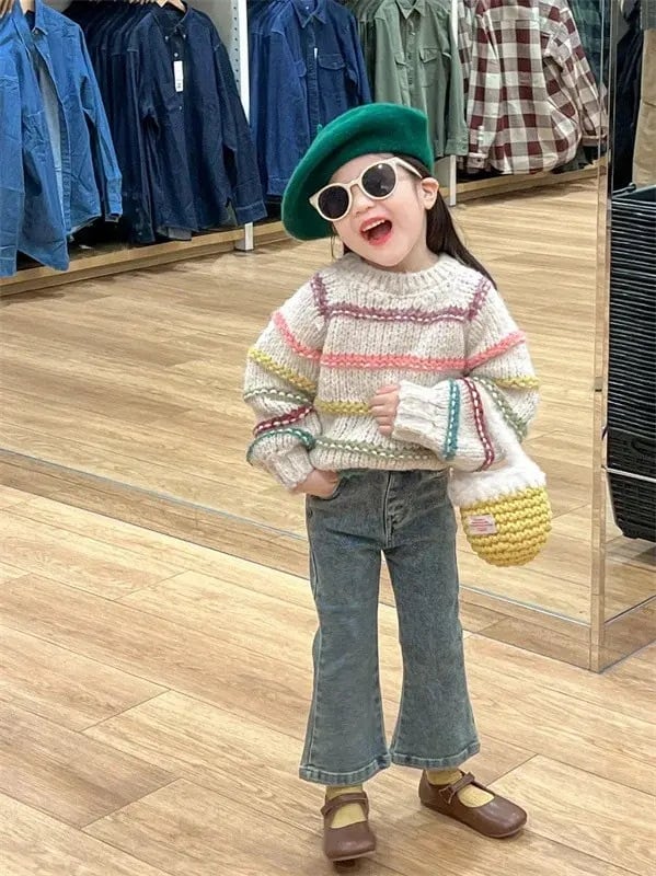 100~110cm カラフルボーダーニット