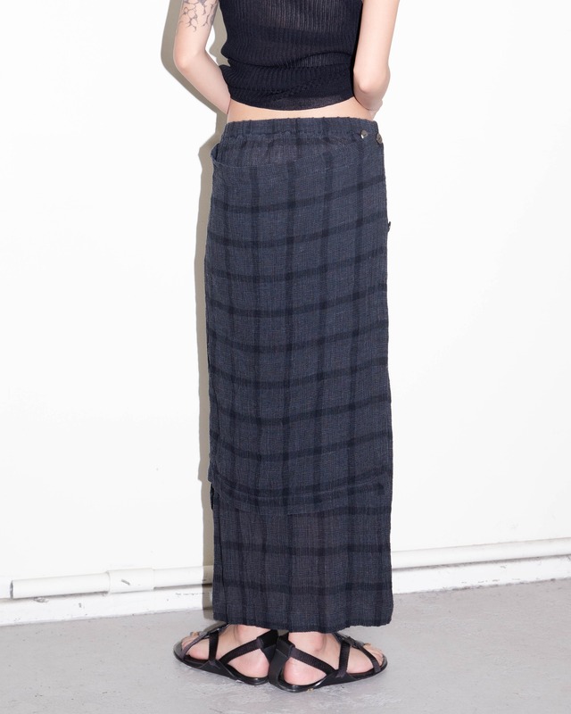 1990s SHIRIN GUILD - layered plaid linen skirt