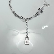 OPEN CROSS & TWIST CHAIN NECKLACE with PADLOCK / オープンクロス＆ツイストチェーンネックレス ウィズパドロック