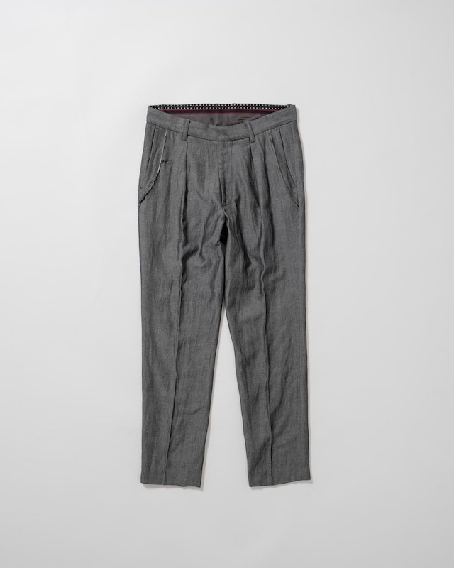 Woolen wrinkle slacks -black <LSD-BC3P2>