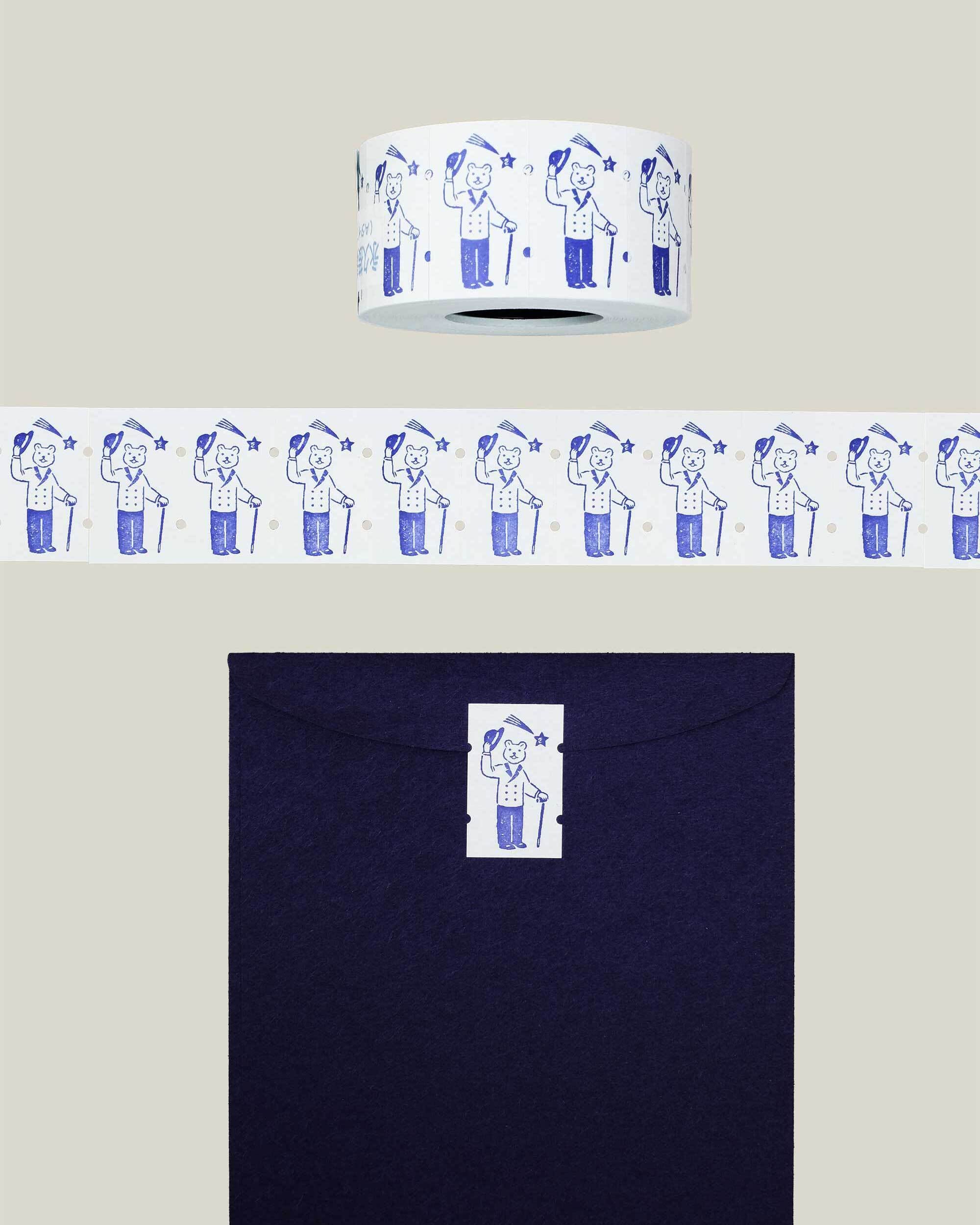 36×羅久井ハナ ラベラーロールシールL くまおじさん（強粘着） | 羅