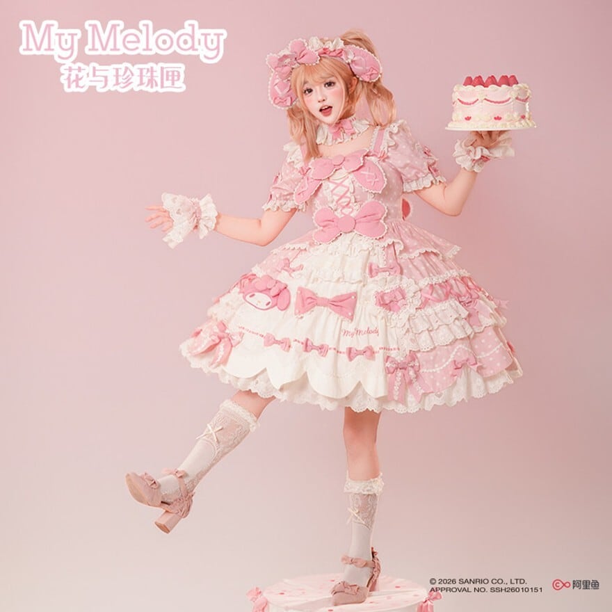 マイメロディコラボ ときめきピンクのアイドル甘ロリワンピース