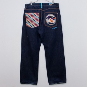 【Caka act2】"COOGI" Embroidery Design Loose Baggy Denim Pants