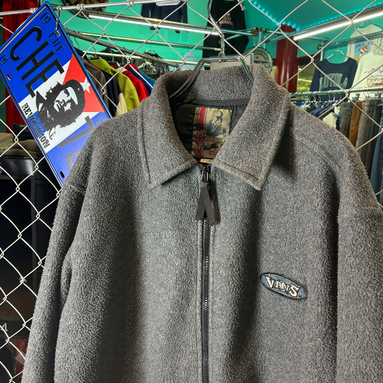 90s〜00s OLD VANS フリースジャケット グレー バンズ スケーター L