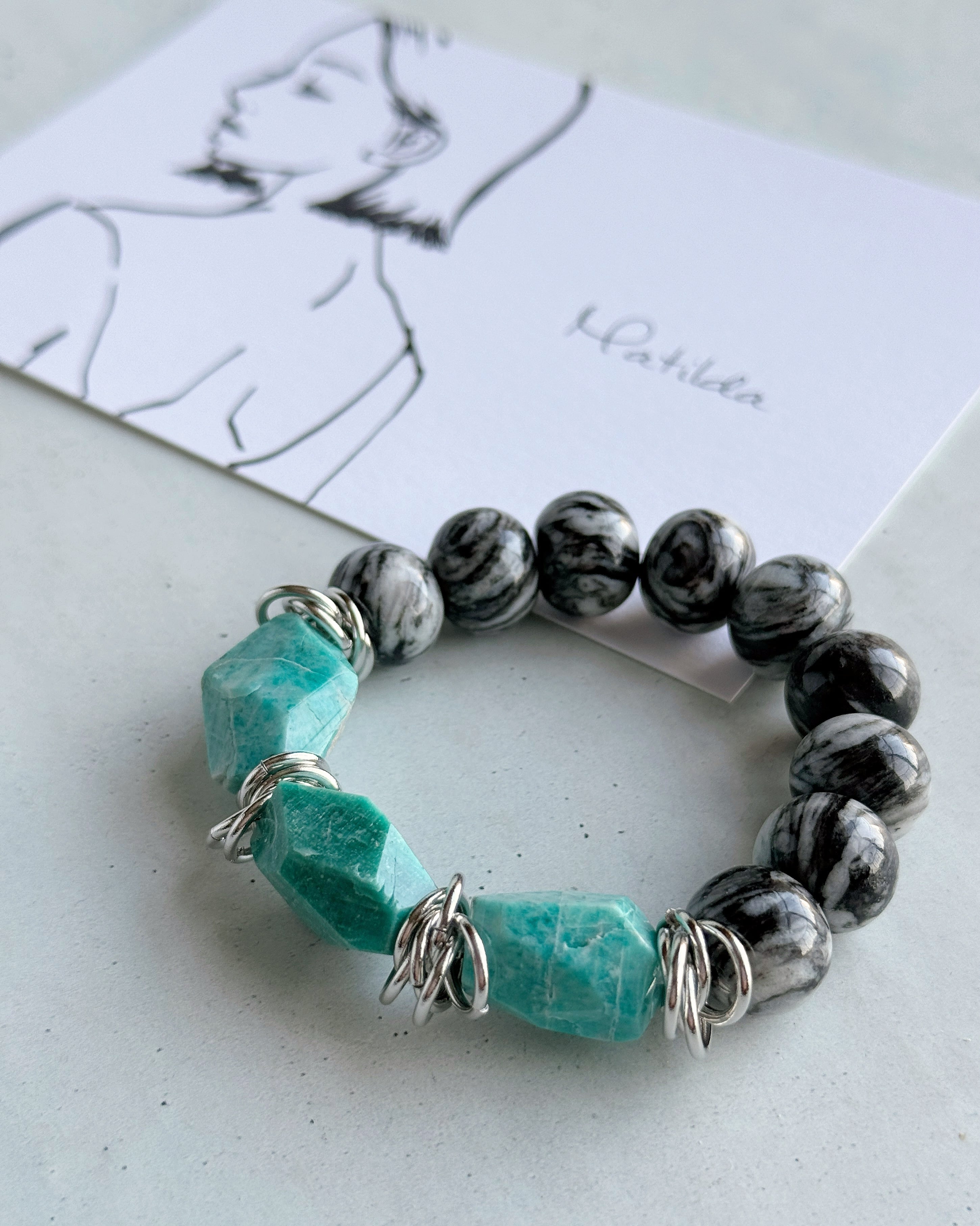 bicolor bracelet(アマゾナイト×ゼブラジャスパー)