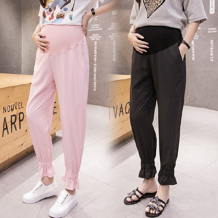 【新作】【送料無料】 6111＃甘い9/10薄いマタニティパンツ調節可能なベリージョガ​​ーカプリパンツ妊娠中の女性夏の妊娠中のズボン 大人ガーリー スウィート キュート カジュアル サマー 夏物 アジャスタブル AL expec371213289901