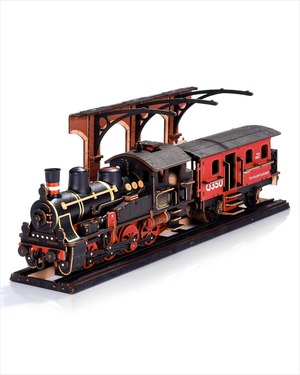 【在庫のみ】ROKR 立体パズル 蒸気機関車 3D木製パズル おもちゃ ホーム付き インテリア装飾 雰囲気作り 玄関 工作キット DIY クラフト 組み立て 接続剤不要 暇つぶし 知育玩具 中学生 大人向け 初心者に最適 男の子へのギフト 誕生日 クリスマス 公式