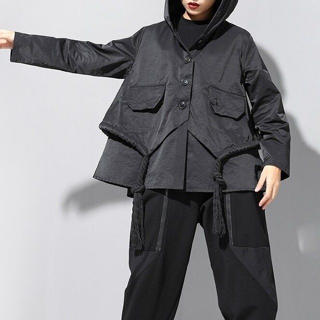 【TR1225】〈Unisex〉Asymmetrical Chick Hooded Jacket