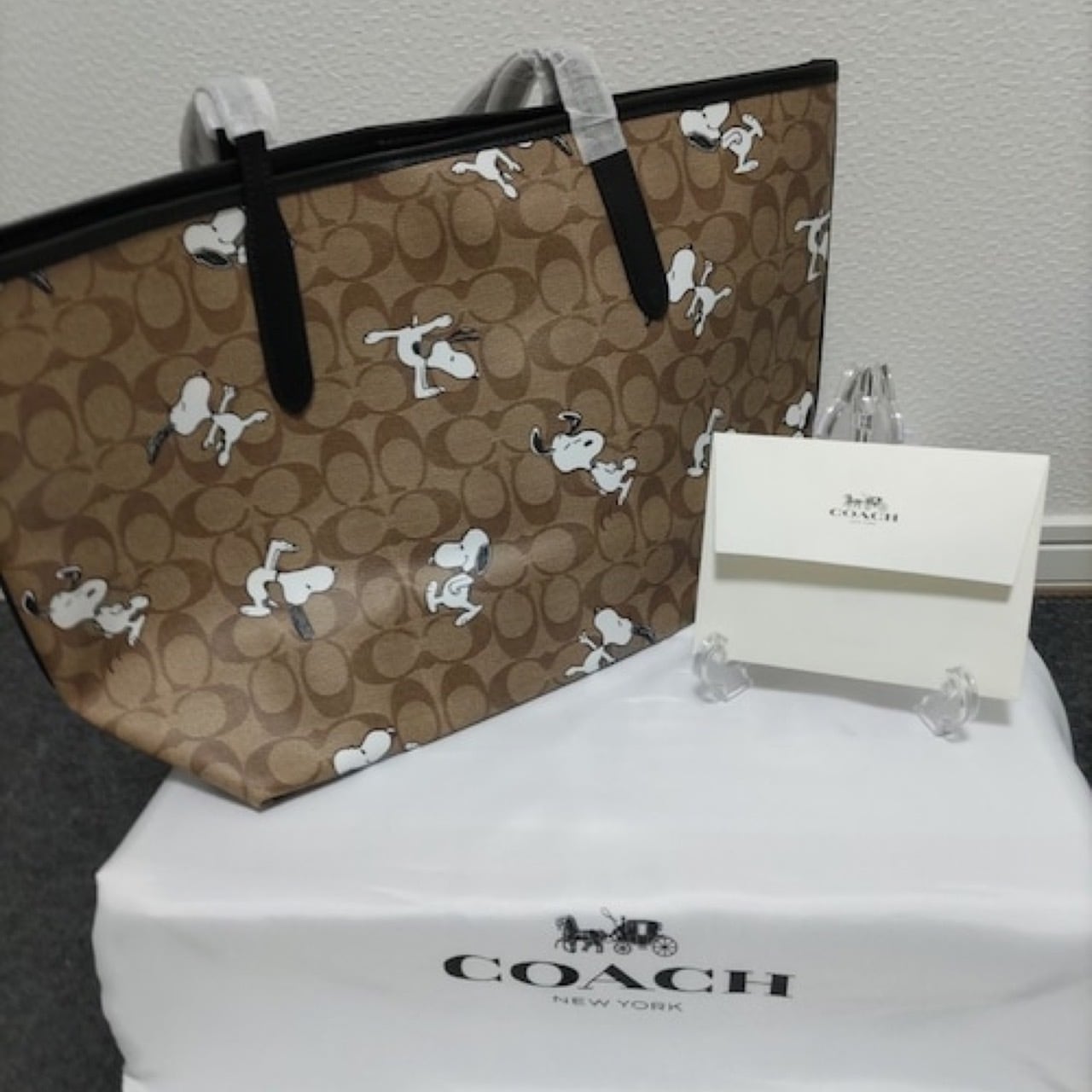 早い者勝ち❗　COACH　スヌーピーコラボ　トートバッグ　ブラウン　ピーナッツ