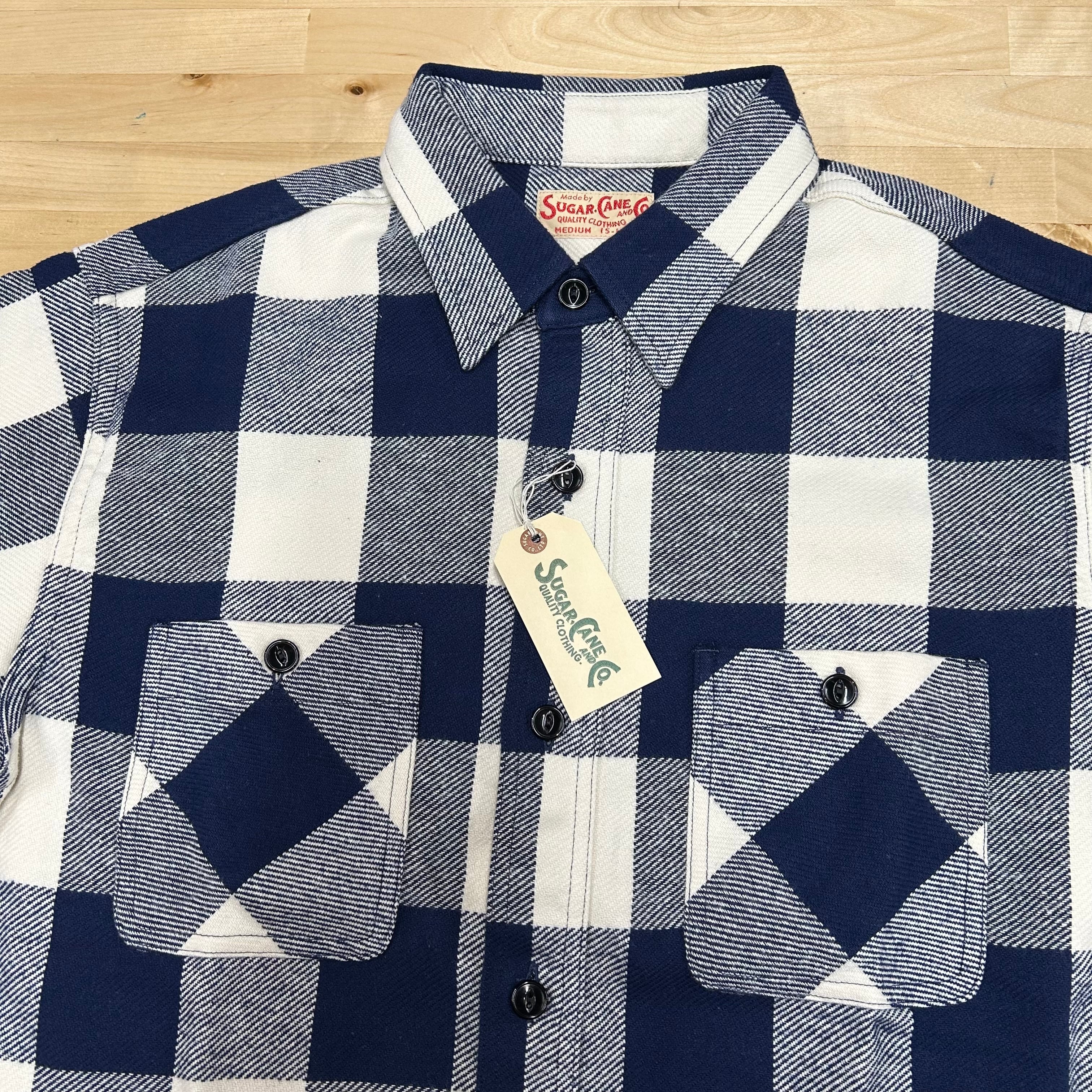 SUGAR CANE】 【品番:SC29557-128(NAVY)】 「TWILL CHECK WORK SHIRT